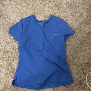 Jaanuu Women's Blue V-Neck Scrub Top used size small